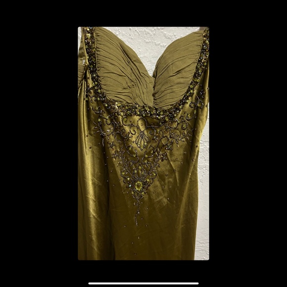 RARE Stunning Sue Wong Silk Asymmetrical Hem Beaded Forest Fairy Dress Size XXS - Picture 3 of 10